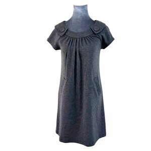 Jones Wear Knit Short Sleeve Pleated Shift Dress - Charcoal - Size Petite S